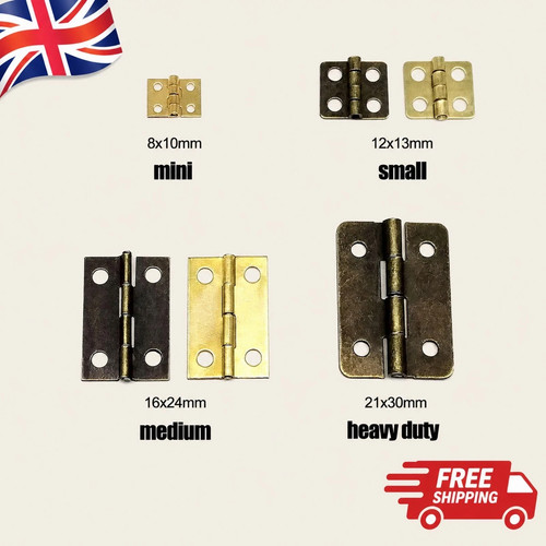 12x mini antique - brass, hinges