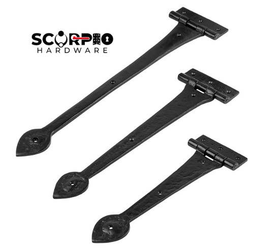 Black antique spear tee hinge - black,